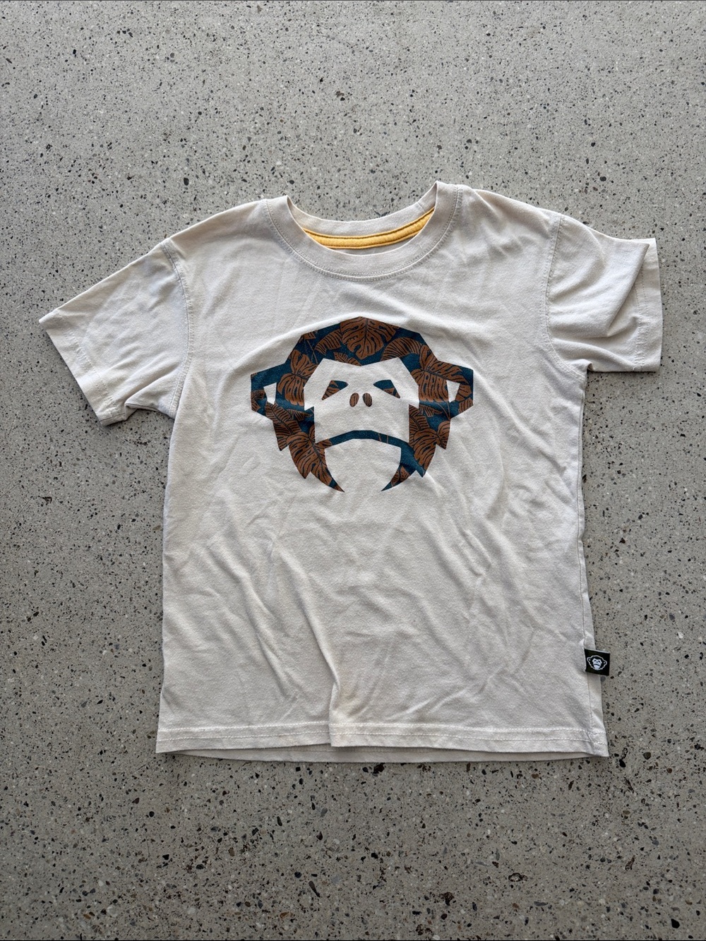 Boys small Howler Brothers Cream and Yellow Graphic Monkey Tee small